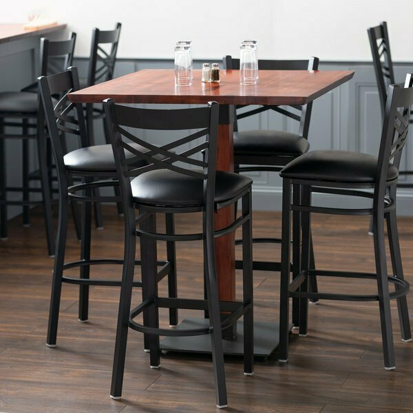 Lancaster Table & Seating 36'' Square Solid Wood Live Edge Bar Height Table with Mahogany Finish 3493636CLM37